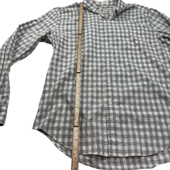 J. Crew Mens Classic Gray & White Check Long Sleeve Shirt Organic Cotton M - Picture 4 of 11